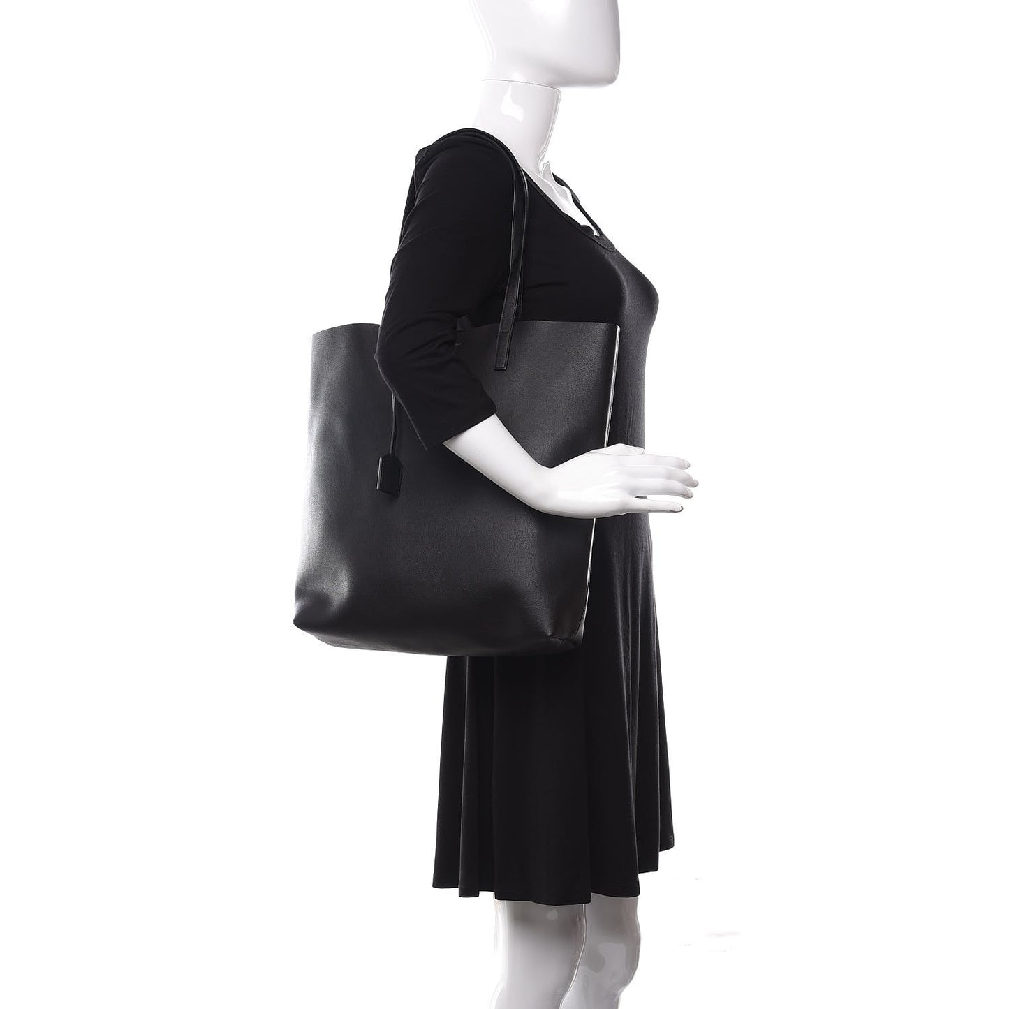 Calfskin Medium Shopping Tote Black