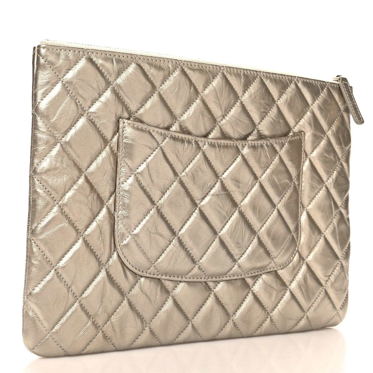 Chanel Metallic Aged Calfskin Quilted Medium 2.55 Reissue Cosmetic Case Gold 3 of 8