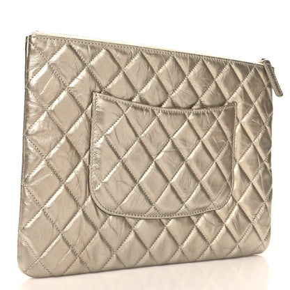 Chanel Metallic Aged Calfskin Quilted Medium 2.55 Reissue Cosmetic Case Gold 3 of 8