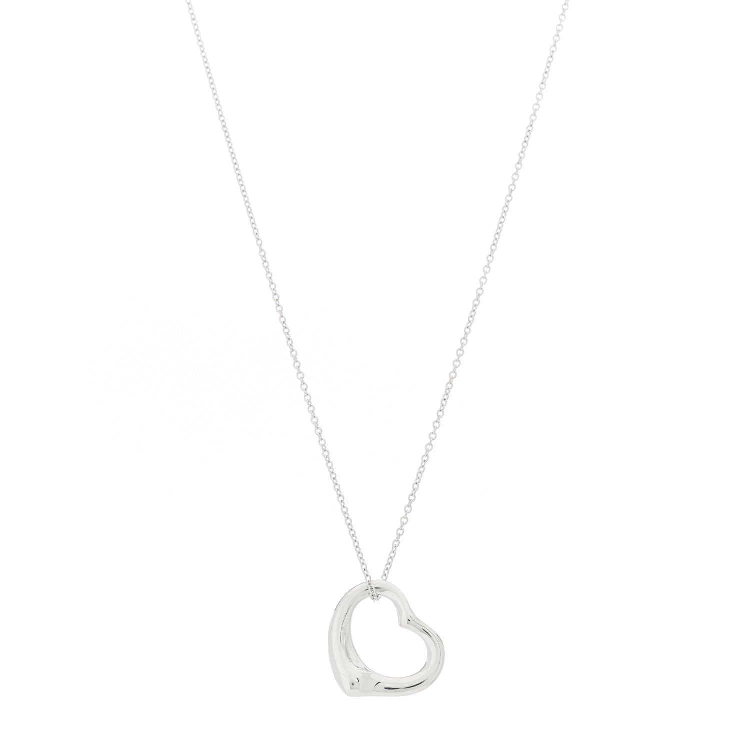 Tiffany Platinum 16mm Elsa Peretti Open Heart Pendant Necklace 1 of 5