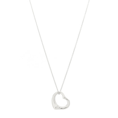 Tiffany Platinum 16mm Elsa Peretti Open Heart Pendant Necklace 1 of 5