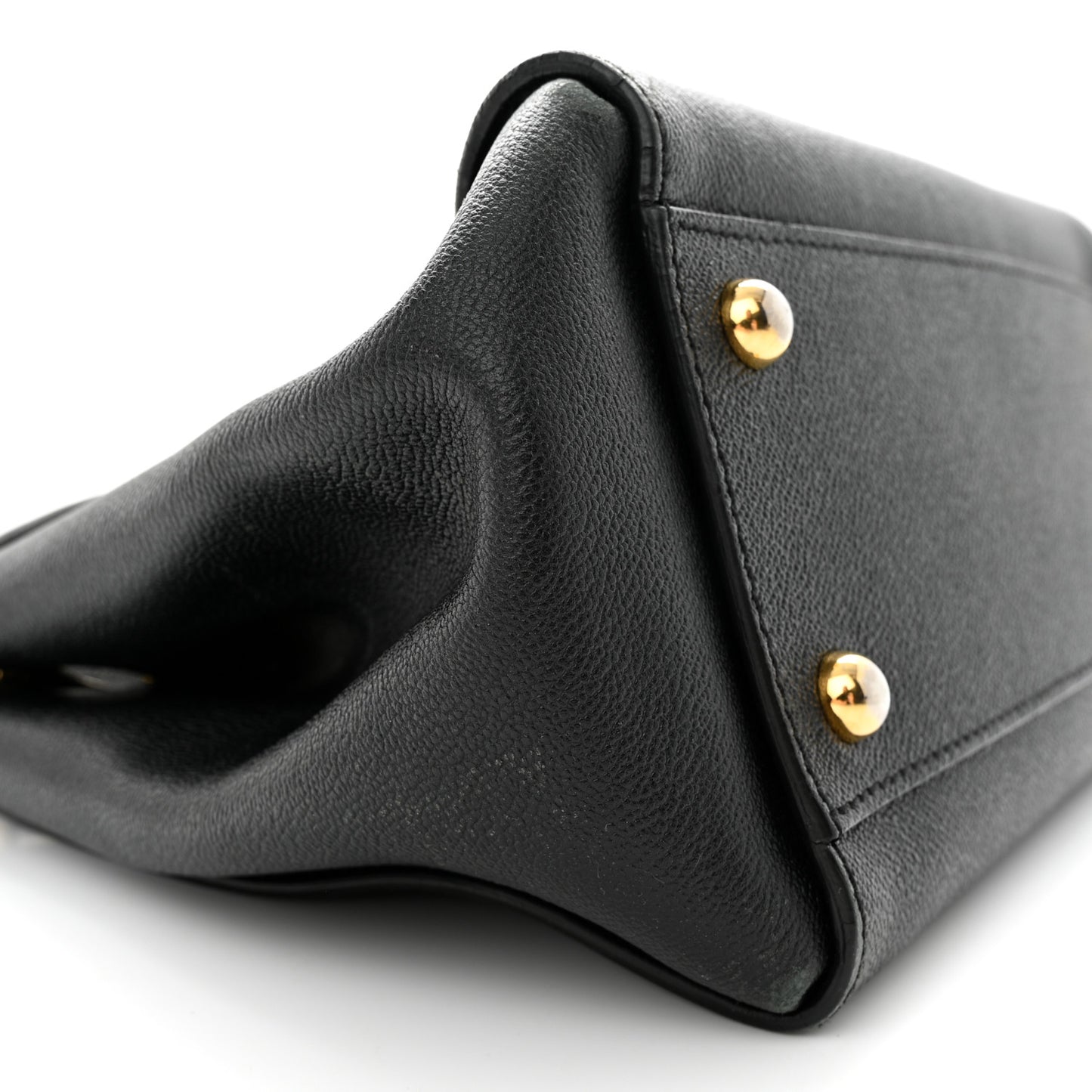 Soft Grain Calfskin Medium Buckle Tote Black