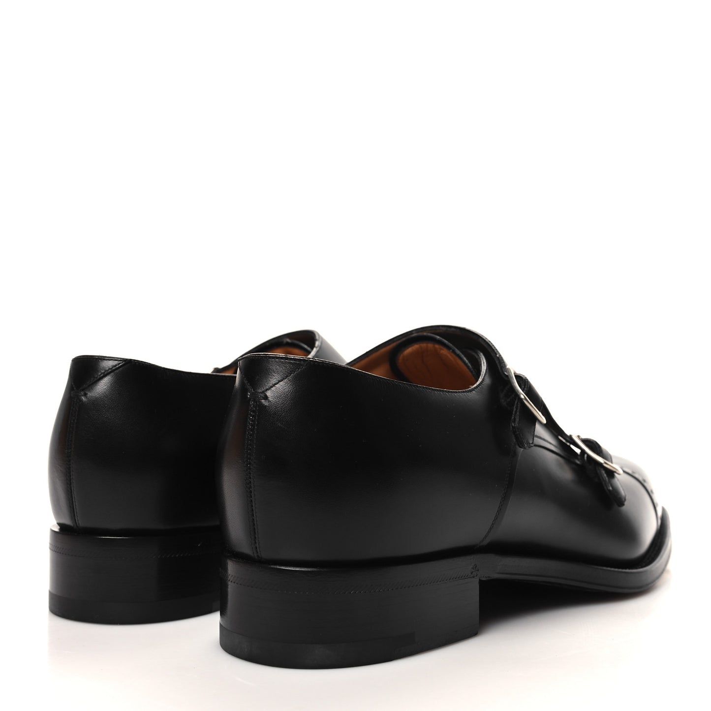 Calfskin Mens Monkstrap Loafers 9.5 Black