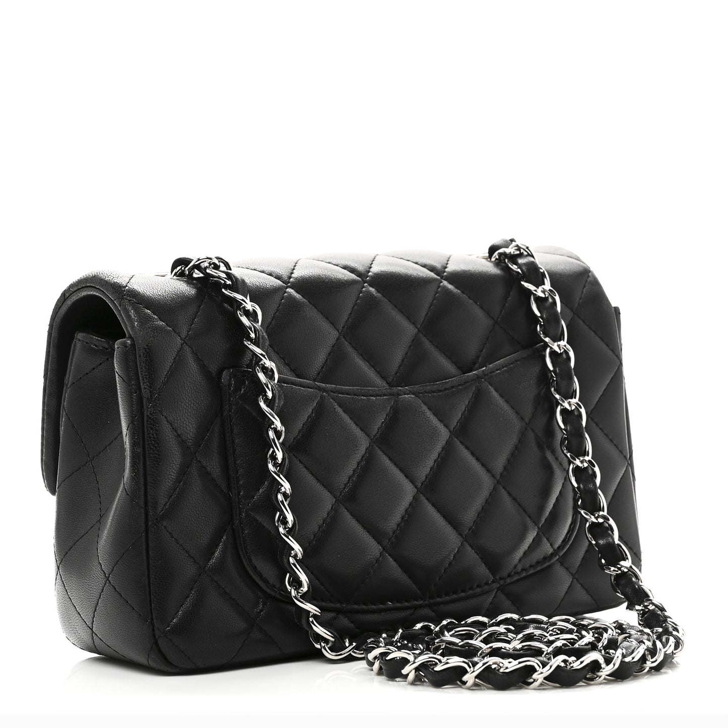 Lambskin Quilted Mini Rectangular Flap Black