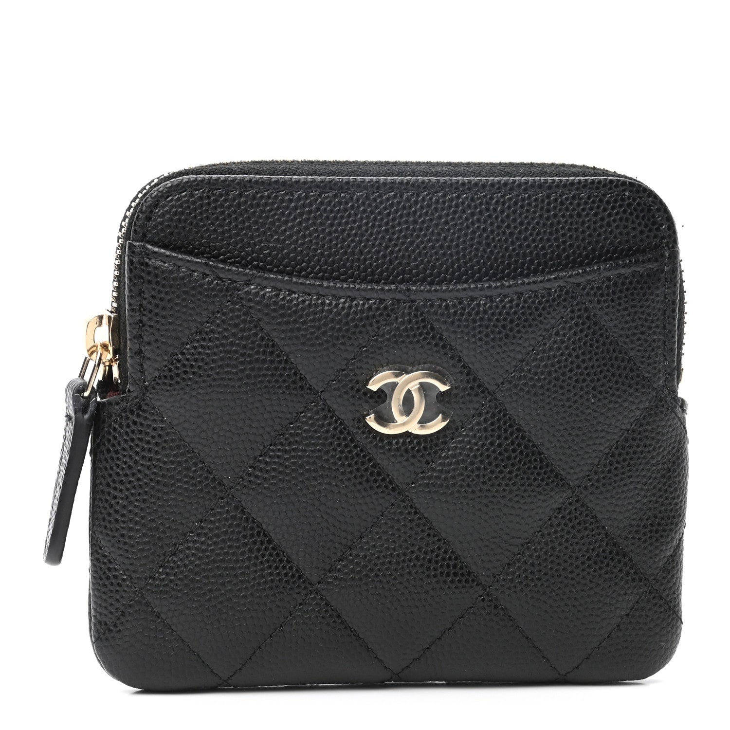 Chanel Caviar Quilted Zip Card Holder Wallet Black 1 of 7