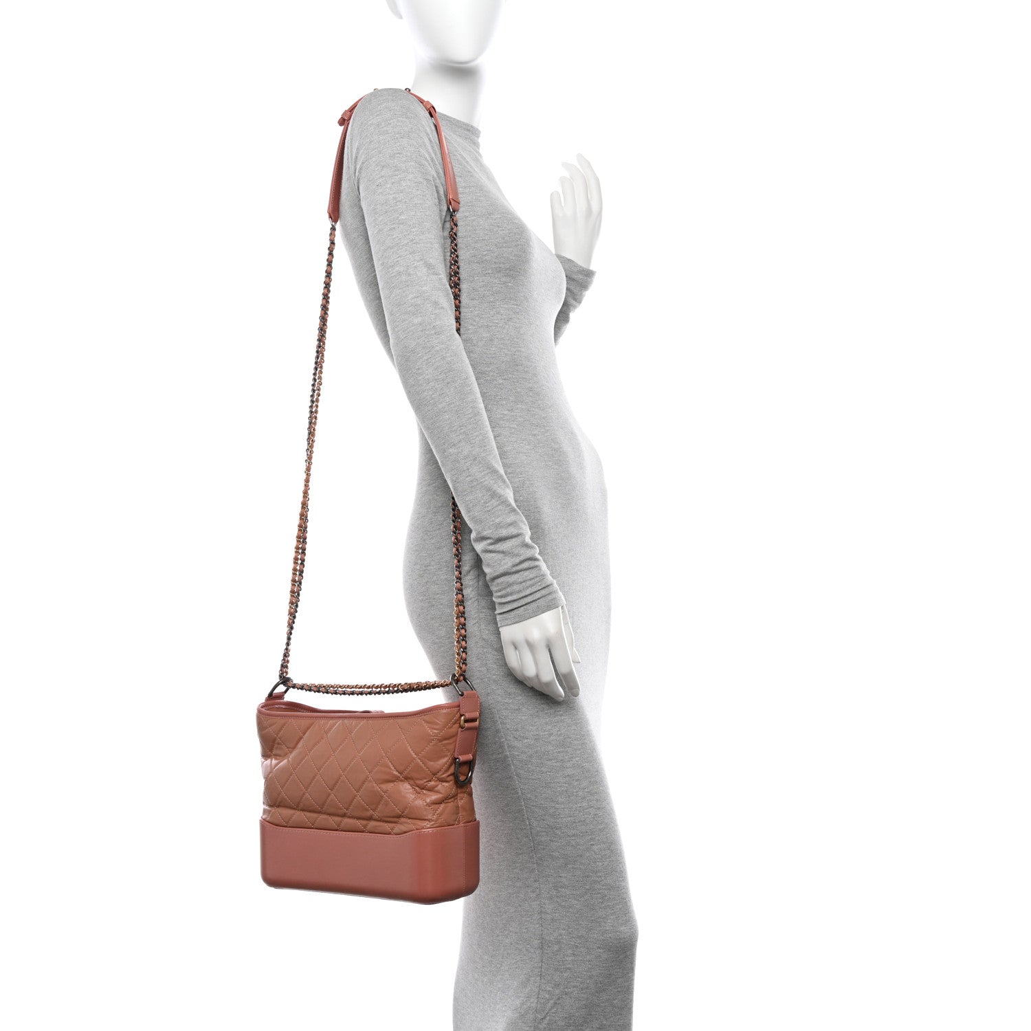 Chanel Aged Calfskin Quilted Medium Gabrielle Hobo Pink 2 of 14