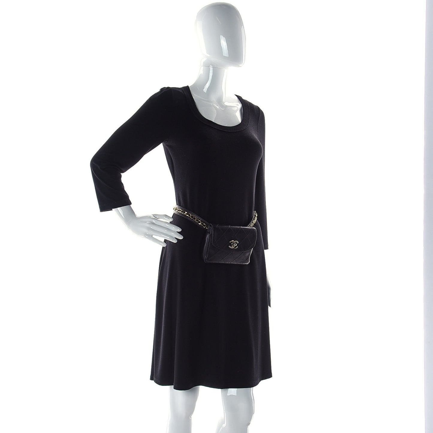 Lambskin Diamond Stitched Flap Waist Belt Bag 75 30 Black