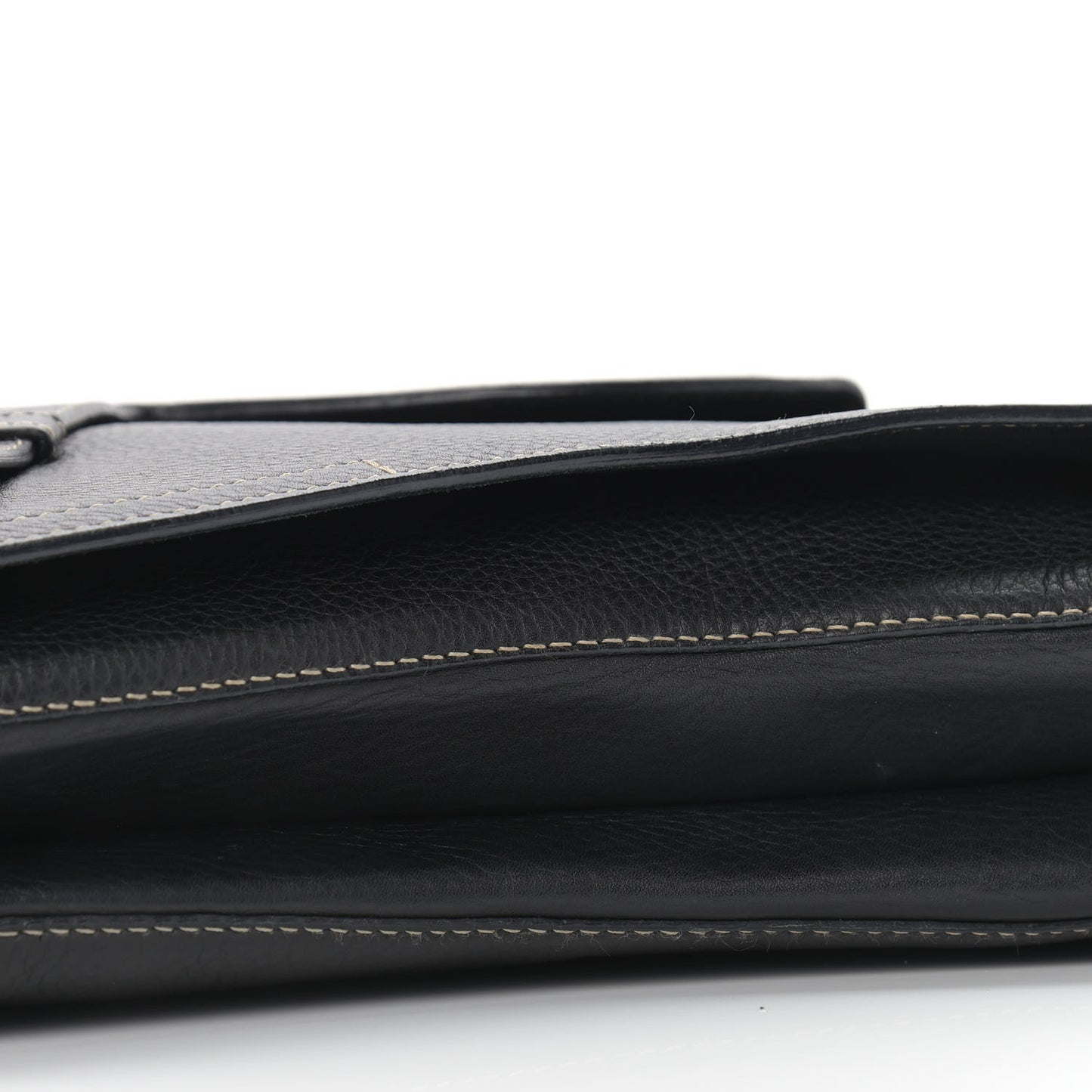 Grained Calfskin Double Saddle Bag Black