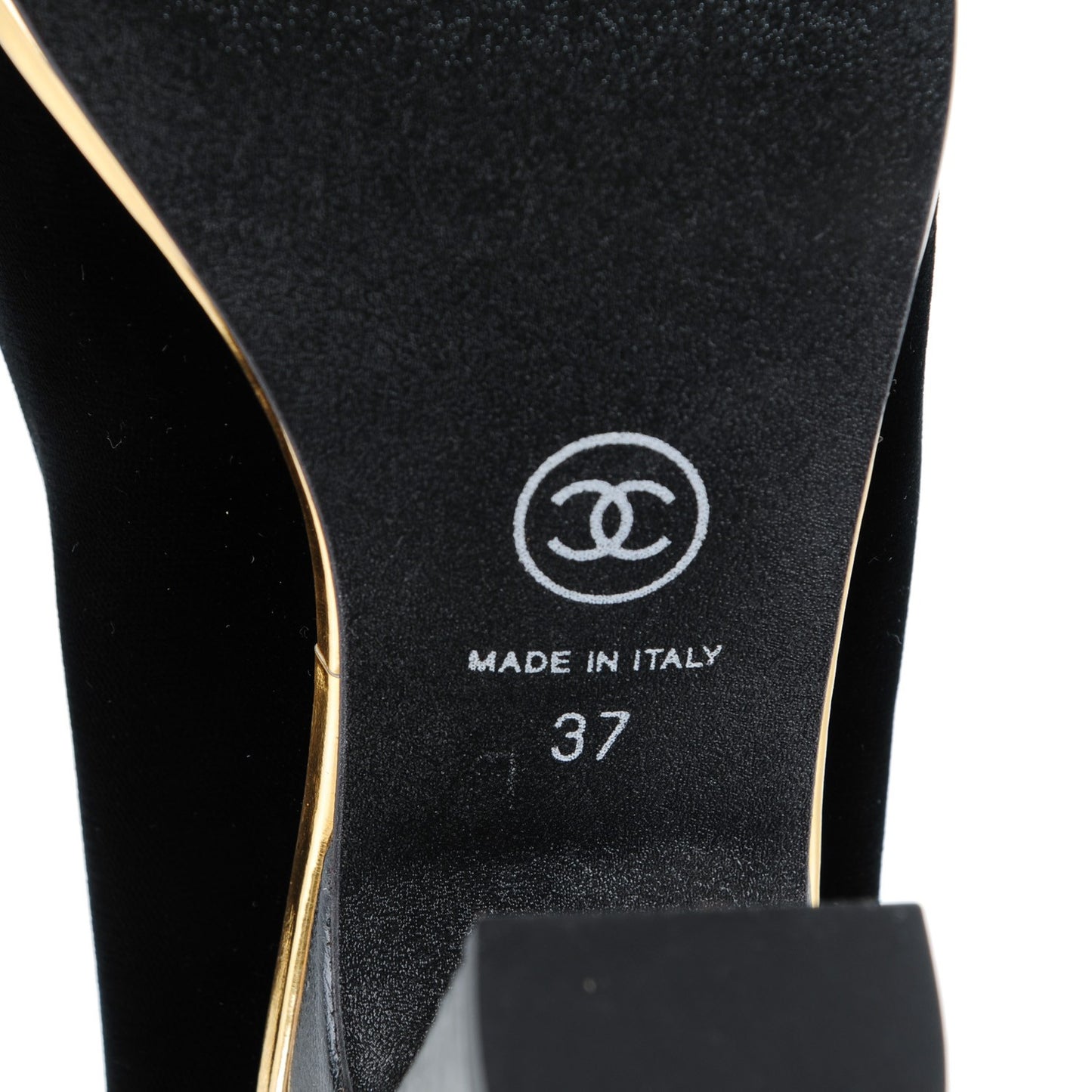 Velvet Satin Cap Toe Pearl Pumps 37 Black