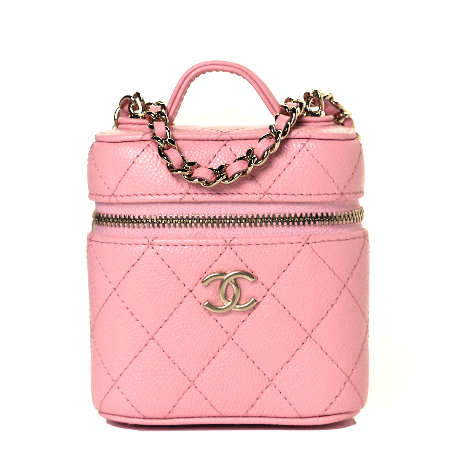 Chanel Caviar Quilted Small Handle With Care Vanity Case With Chain Pink 1 of 9