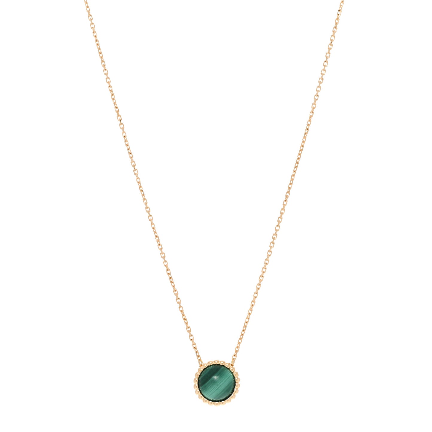 18K Yellow Gold Malachite Perlee Couleurs Pendant Necklace