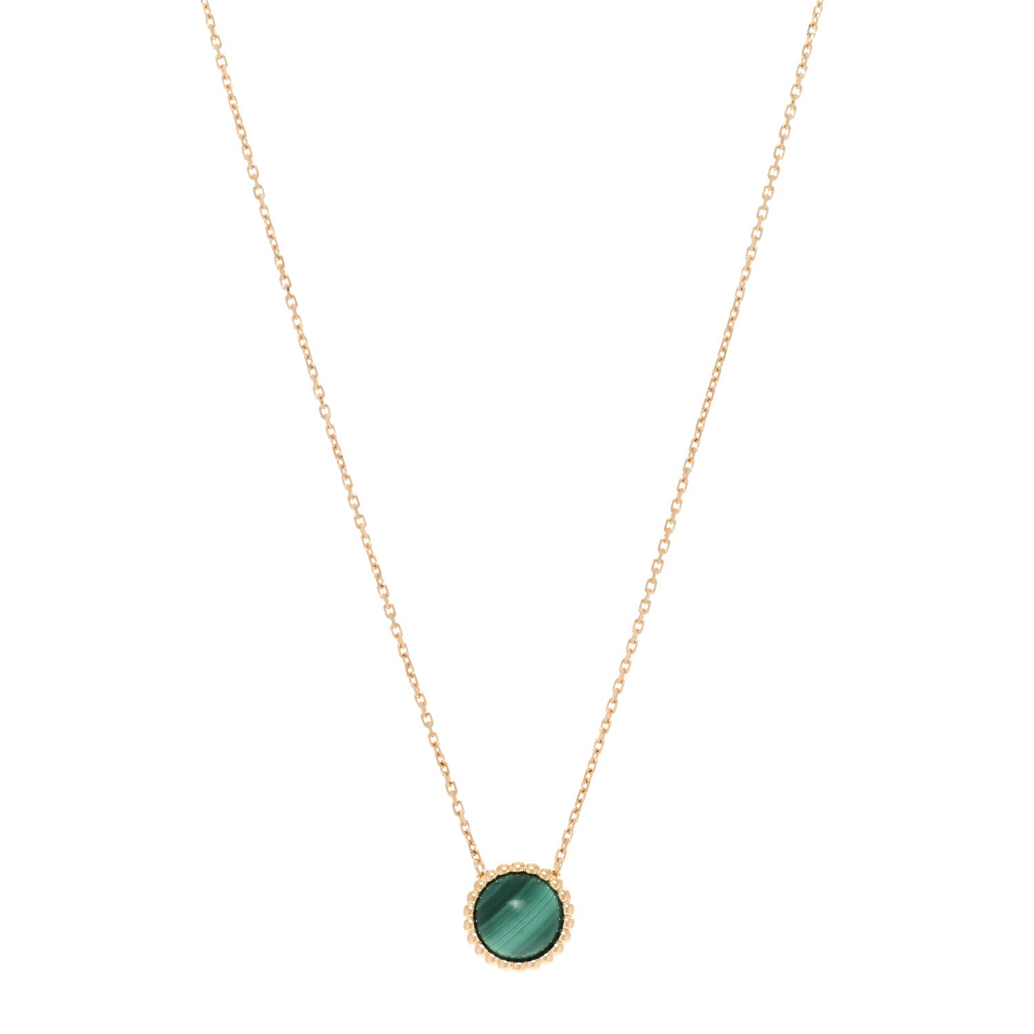 Van Cleef & Arpels 18K Yellow Gold Malachite Perlee Couleurs Pendant Necklace 1 of 5