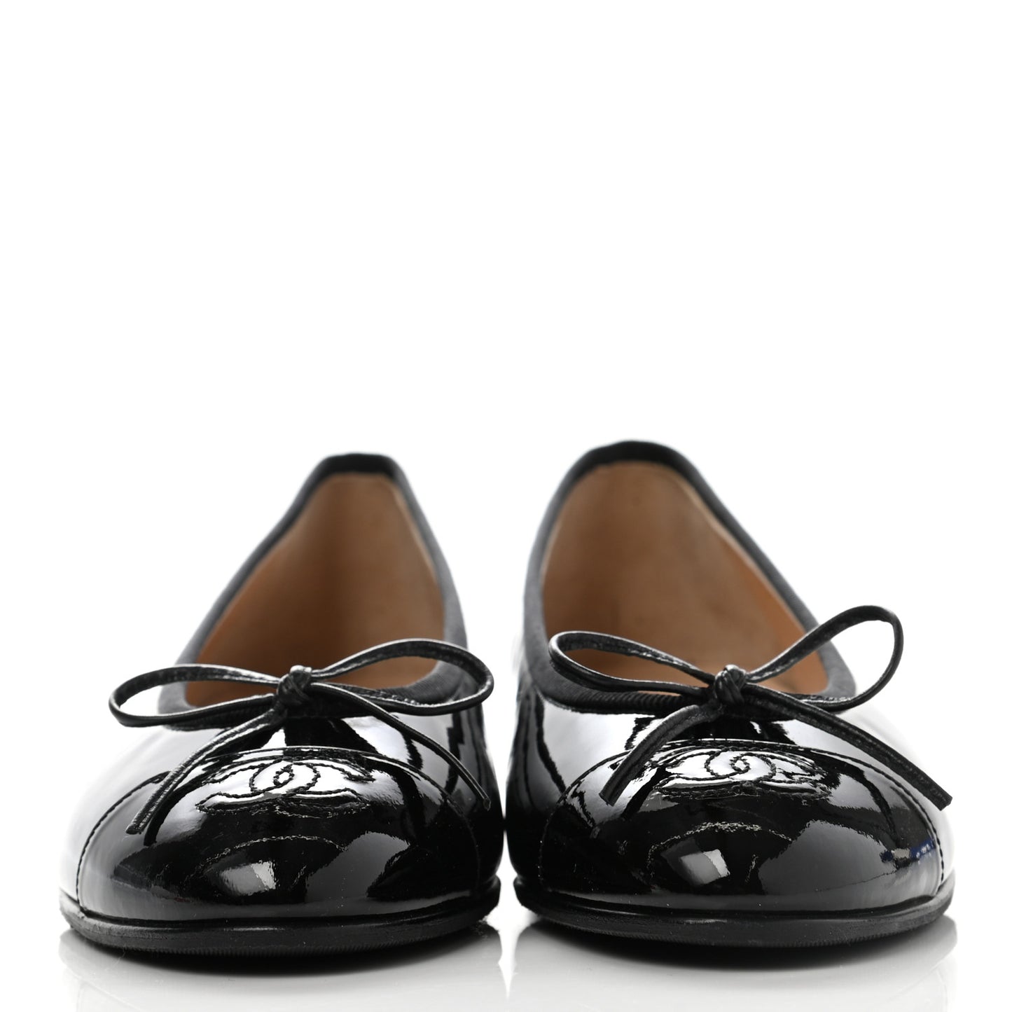 Patent Cap Toe Ballerina Flats 36.5 Black