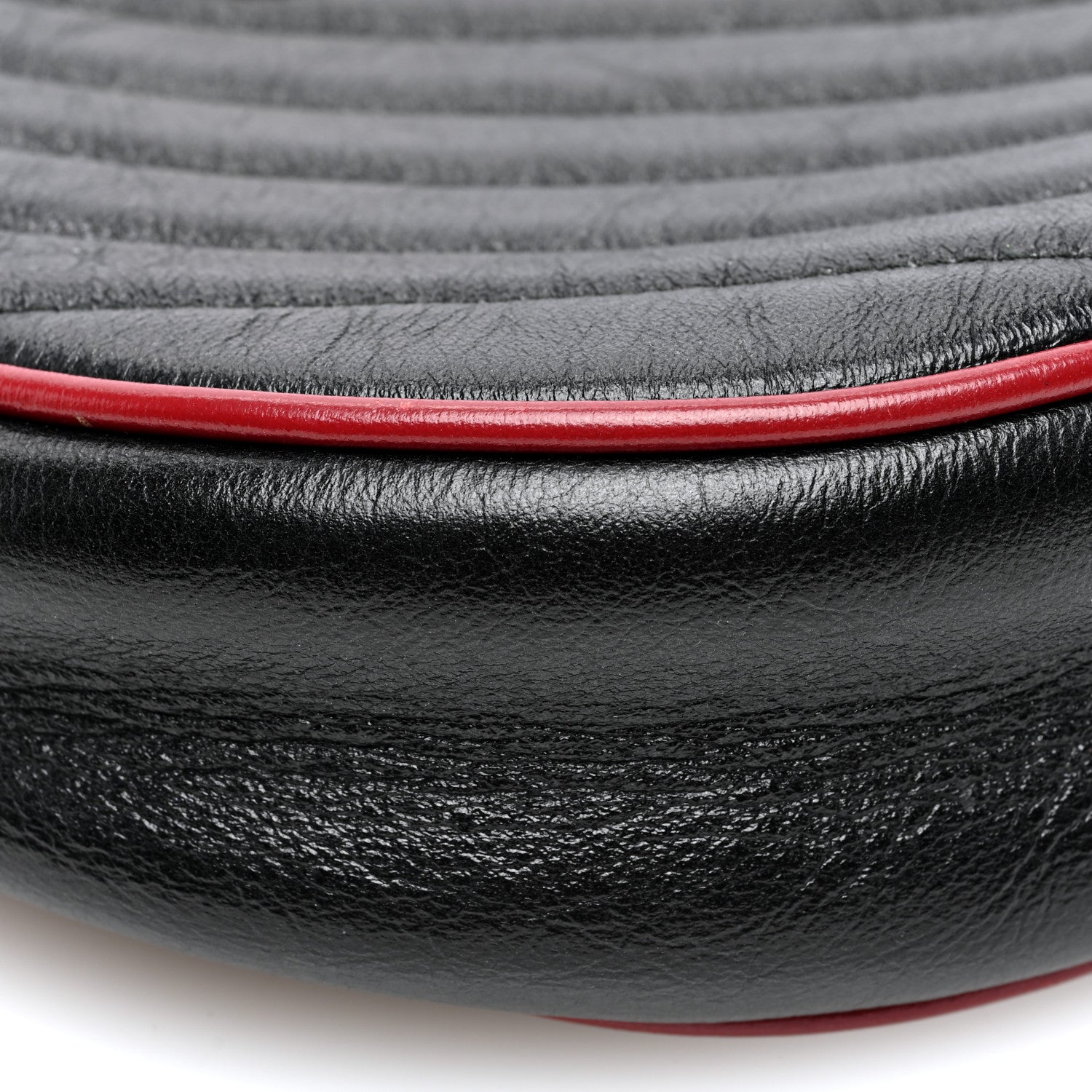 Gucci Vintage Effect Calfskin Matelasse Diagonal Mini Torchon GG Marmont Round Shoulder Bag Black Romantic Cherry 9 of 10
