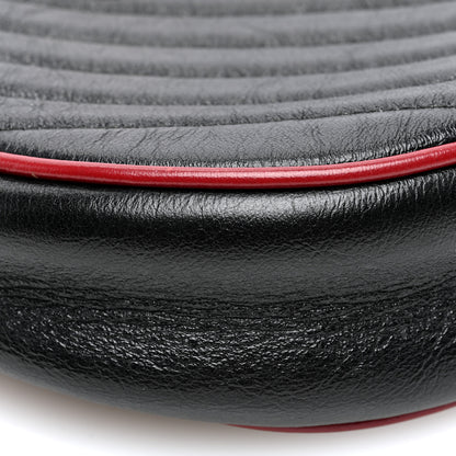 Gucci Vintage Effect Calfskin Matelasse Diagonal Mini Torchon GG Marmont Round Shoulder Bag Black Romantic Cherry 9 of 10