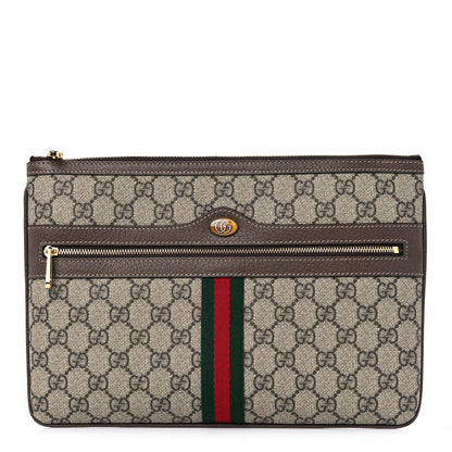 Gucci GG Supreme Monogram Large Ophidia Pouch Clutch Brown 1 of 10