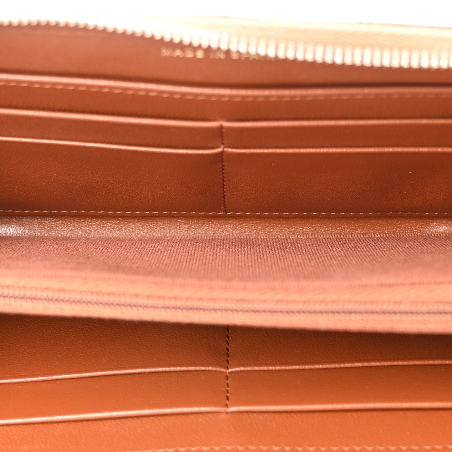 Lambskin Quilted Studded CC Large Gusset Zip Around Wallet Light Brown