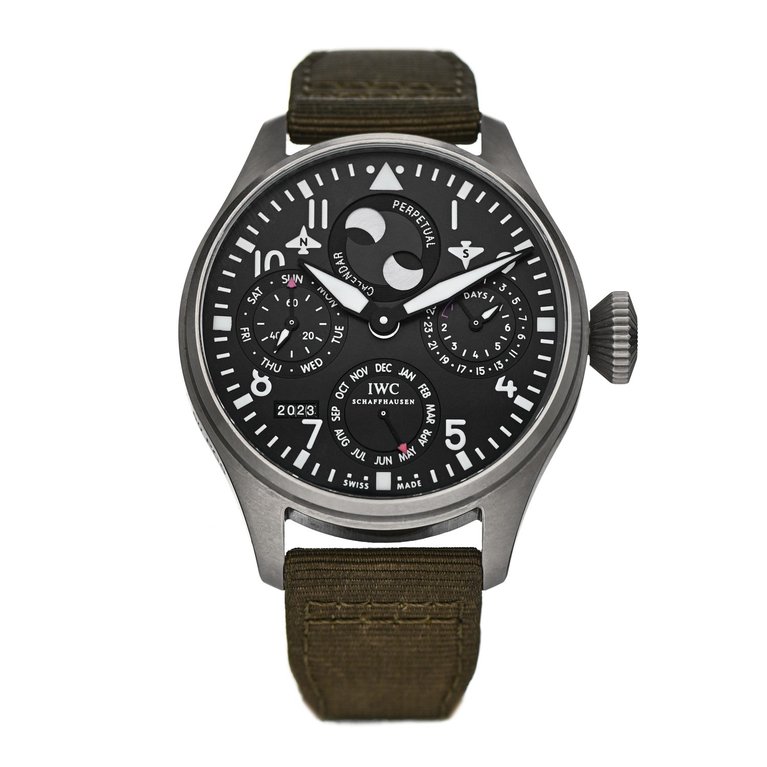 IWC Titanium Nylon 46mm Big Pilot 8 Day Power Reserve Automatic Watch Black IW502606 1 of 4