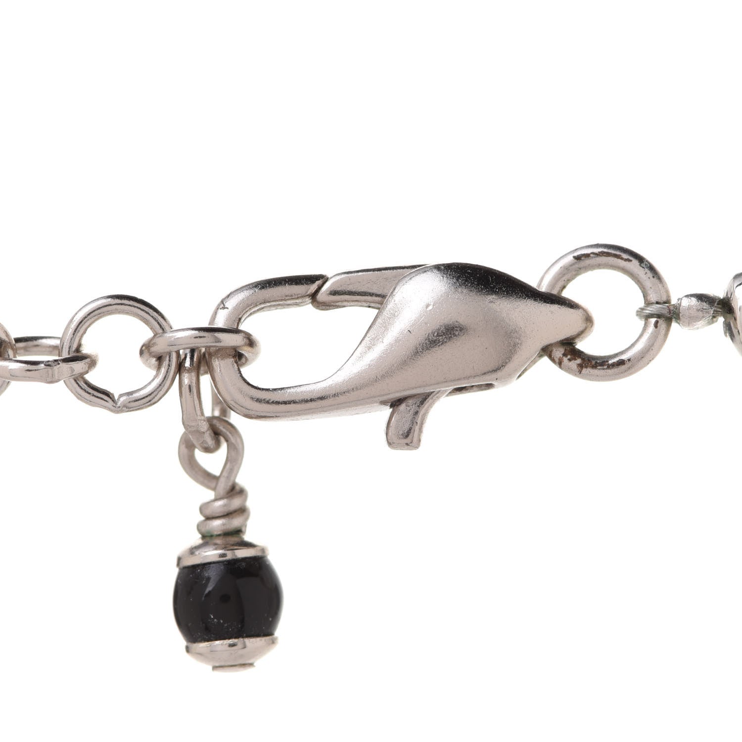 Chanel Crystal Pearl Enamel Beaded Camellia CC Necklace Silver Black 5 of 6