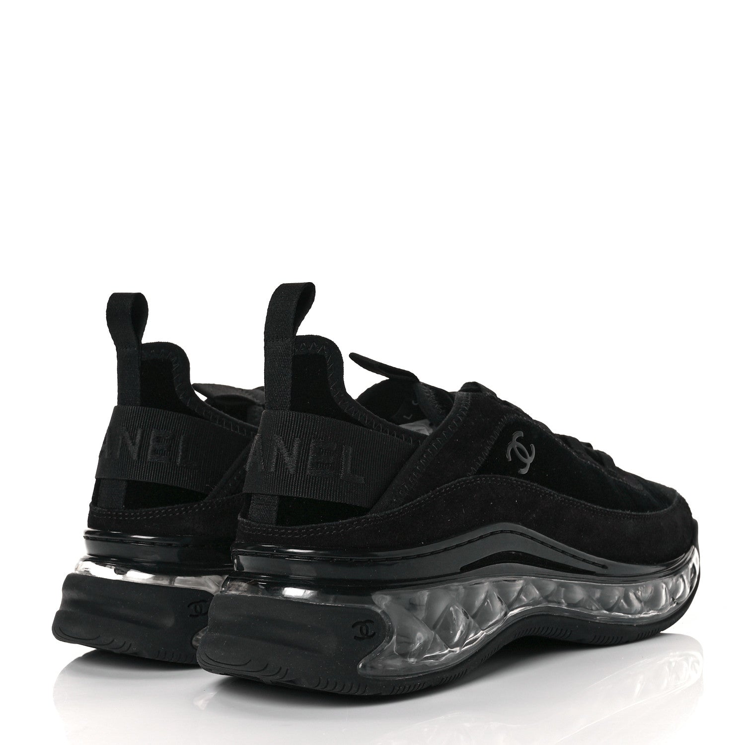 Chanel Suede Calfskin Velvet Grosgrain CC Sneakers 39.5 Black 4 of 8