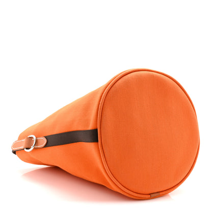 Hermes Toile Natural Barenia Sac De Pansage Grooming Bag Orange Kaki 4 of 10