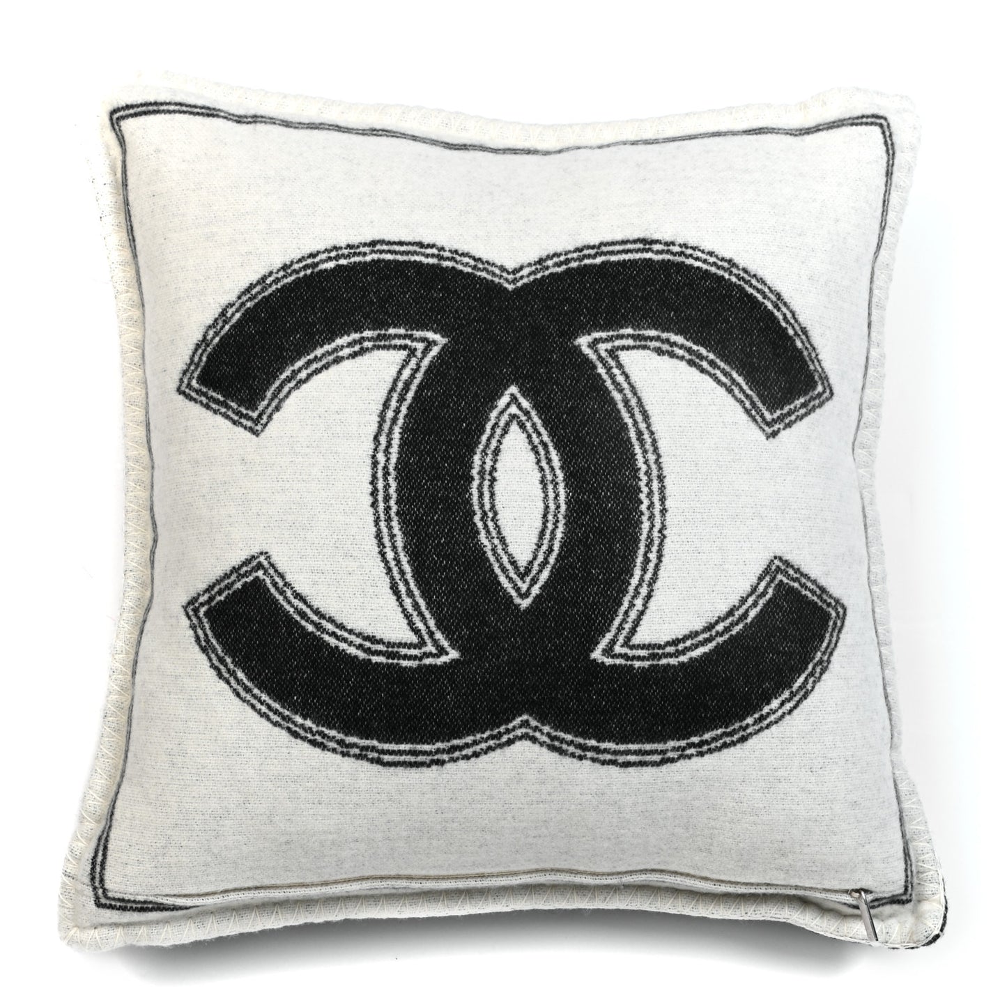 Merino Wool Cashmere CC Pillow Black White