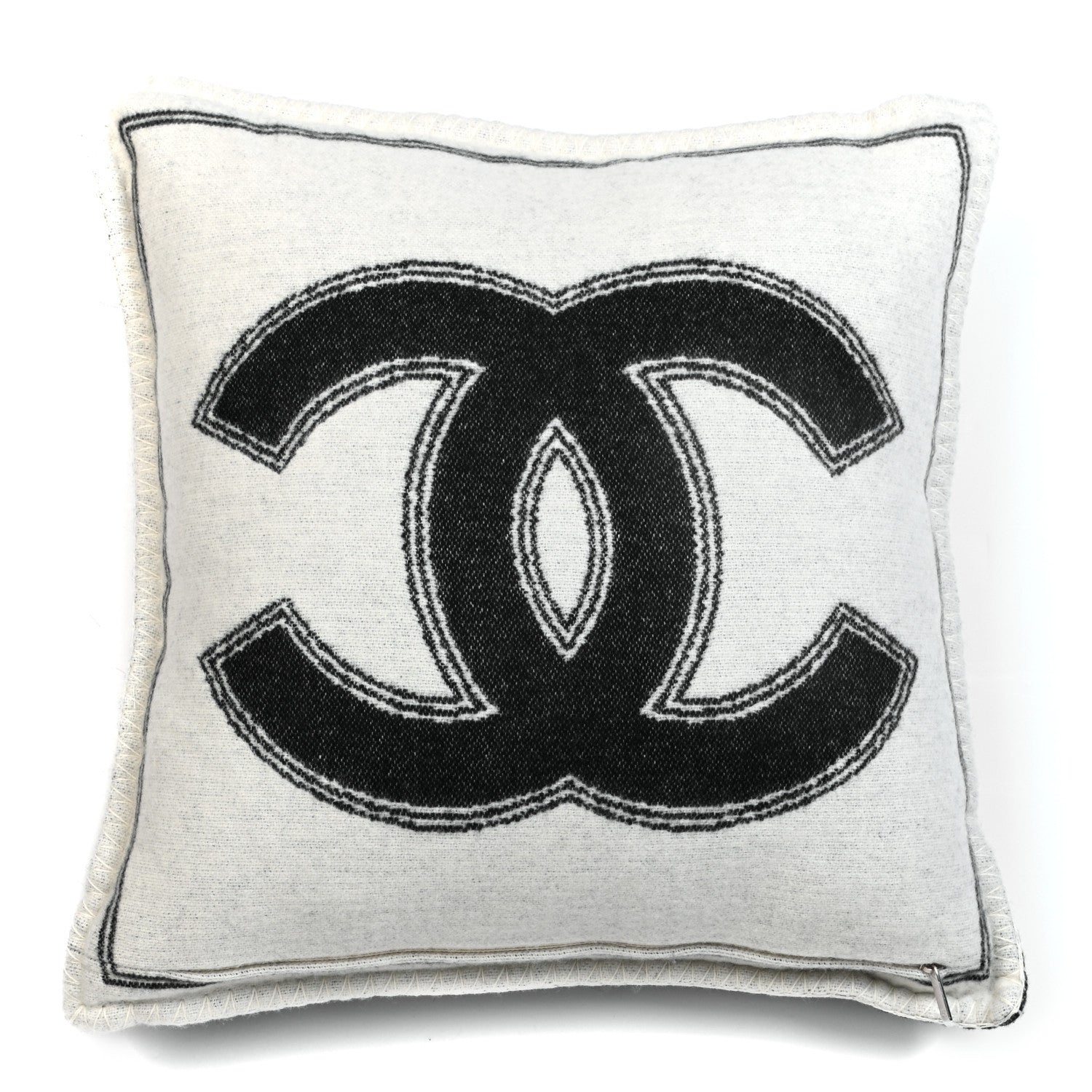 Chanel Merino Wool Cashmere CC Pillow Black White 2 of 3