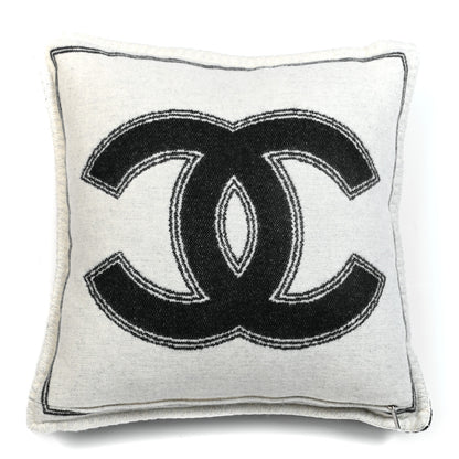 Chanel Merino Wool Cashmere CC Pillow Black White 2 of 3