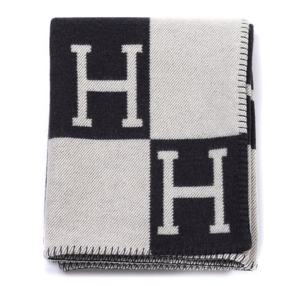 Hermes Wool Cashmere Avalon Blanket Ecru Gris Fonce 1 of 3