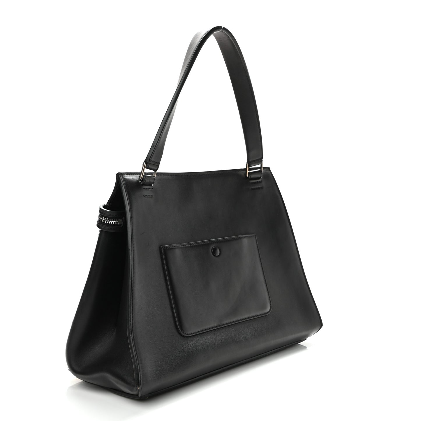 Supple Calfskin Large Bi-Color Edge Shoulder Bag Beige