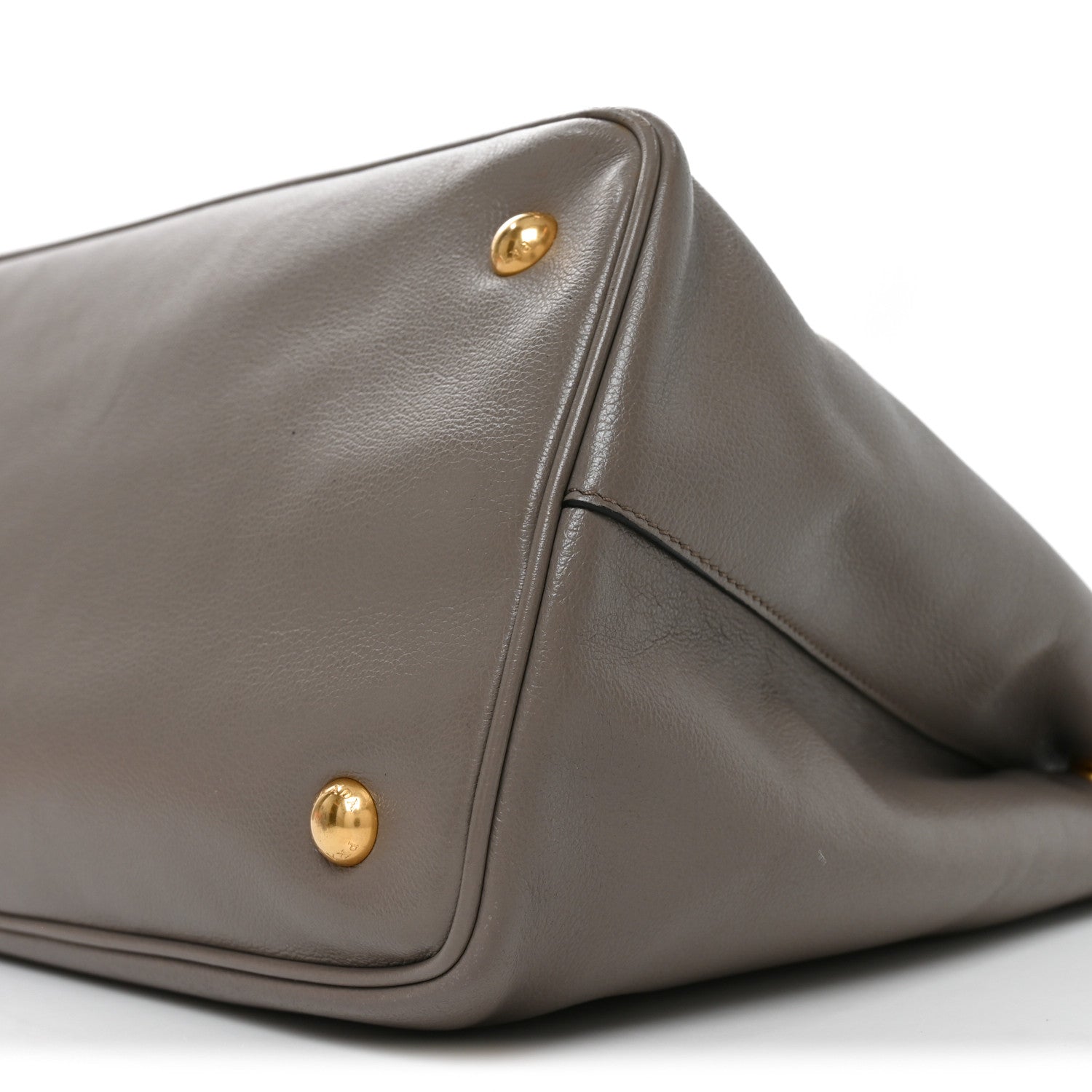 Prada Glace Calfskin Embossed Logo Tote Argilla 9 of 10