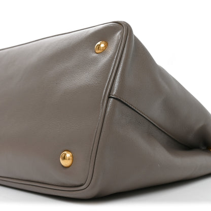 Prada Glace Calfskin Embossed Logo Tote Argilla 9 of 10
