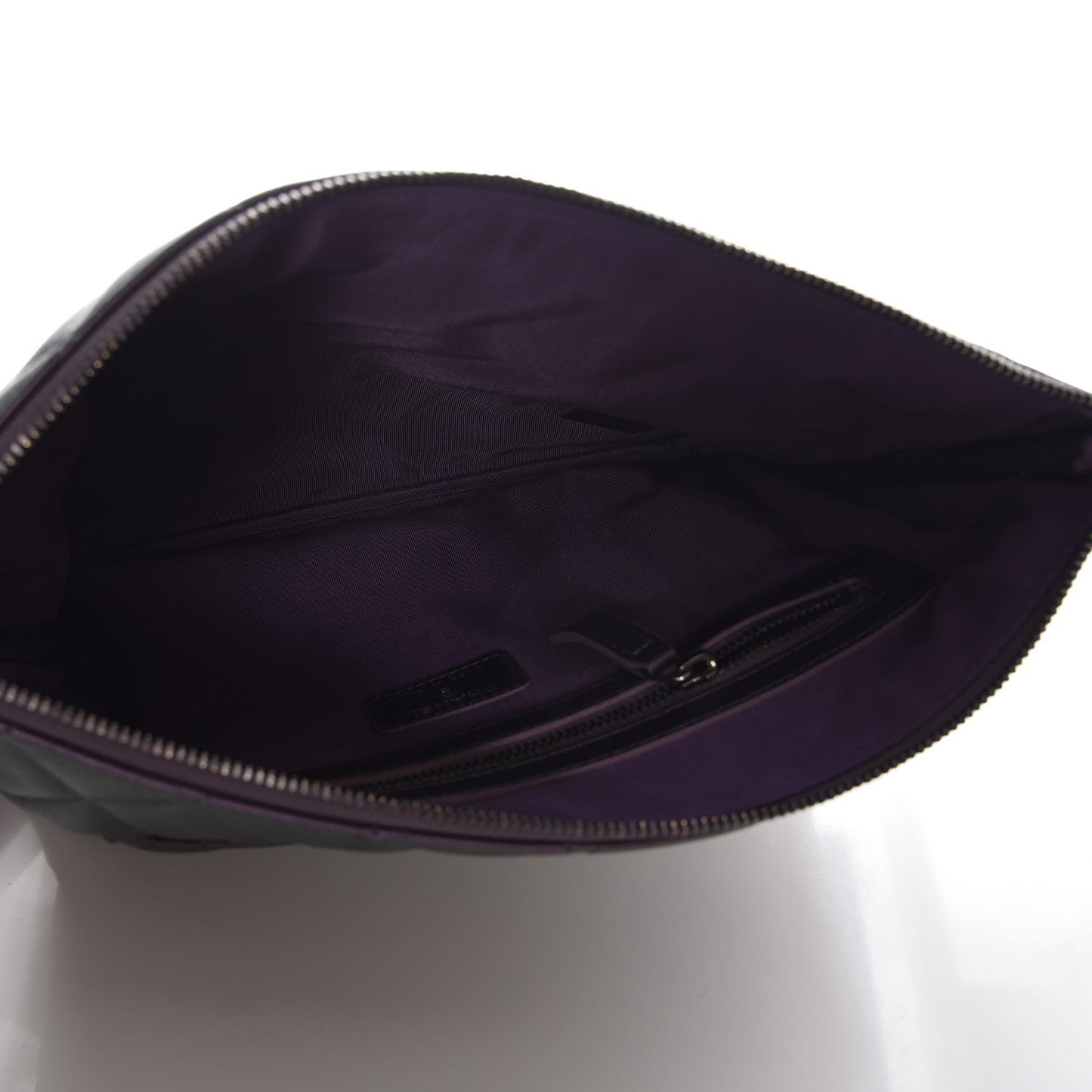 Metallic Lambskin Quilted Medium Cosmetic Case Purple