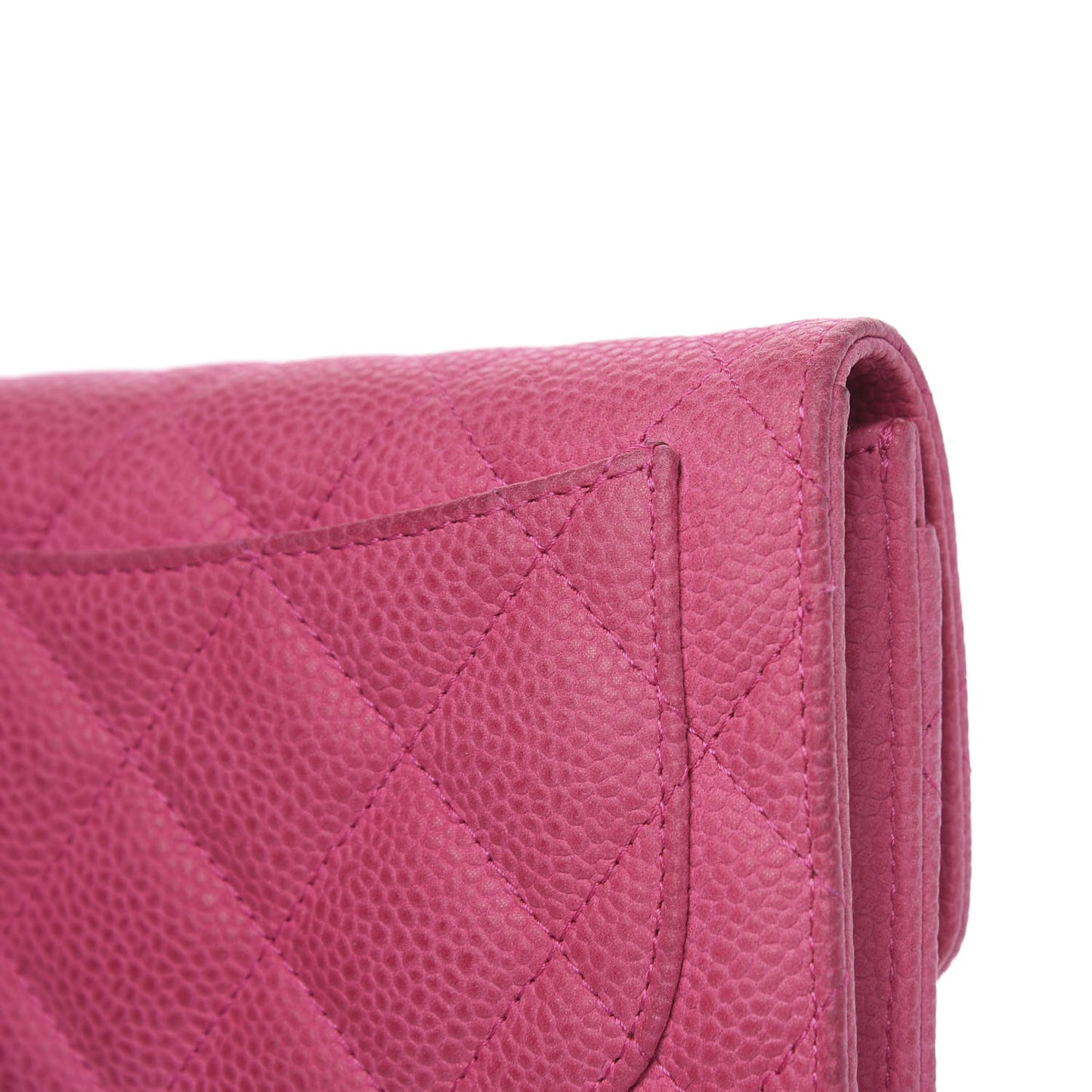 Iridescent Caviar Quilted Small Flap Wallet Pink
