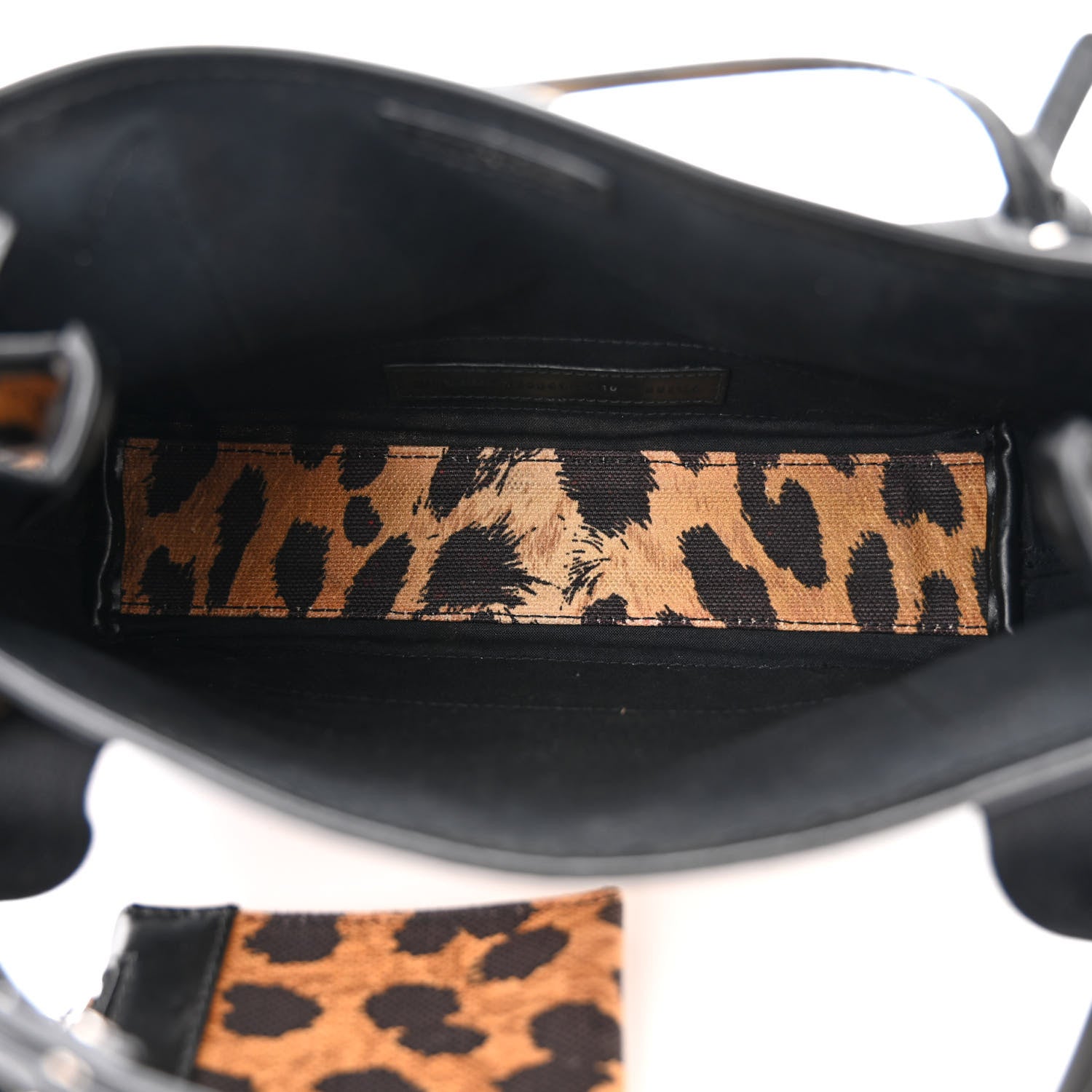 Balenciaga Cotton Canvas Satin Calfskin Leopard Print Navy Cabas XS Beige Black 6 of 11