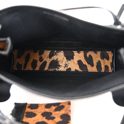 Balenciaga Cotton Canvas Satin Calfskin Leopard Print Navy Cabas XS Beige Black 6 of 11