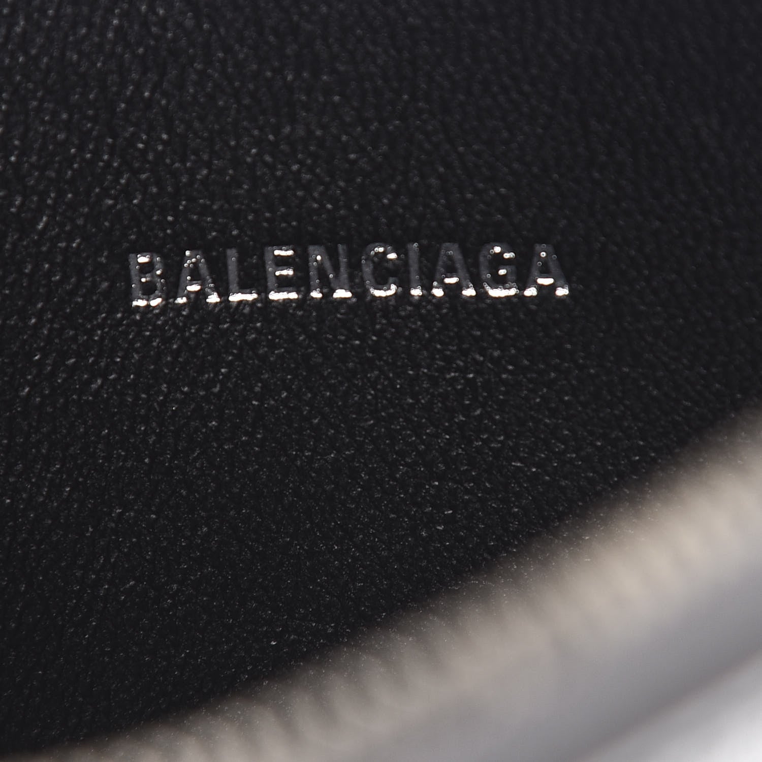 Balenciaga Metallic Goatskin Logo Large Everyday Zip Pouch Argent Black 5 of 6