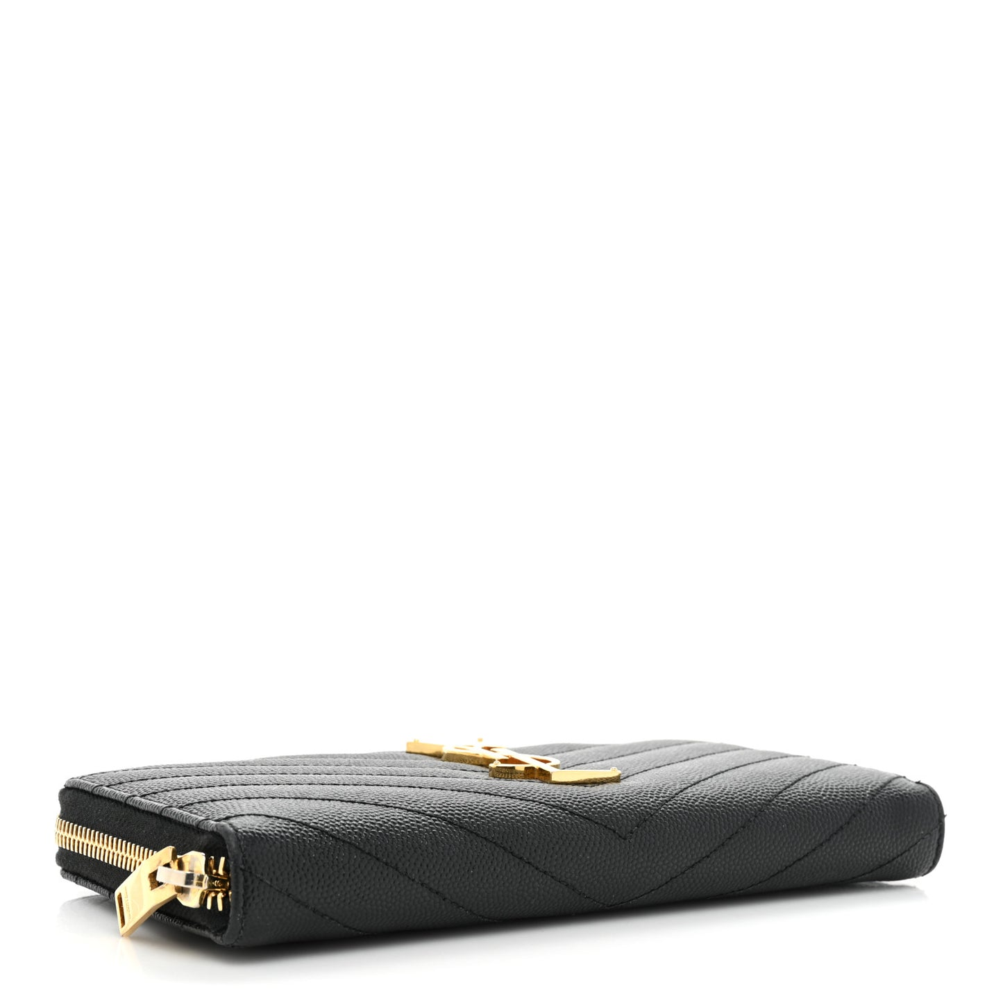 Grain De Poudre Matelasse Chevron Monogram Zip Around Wallet Black