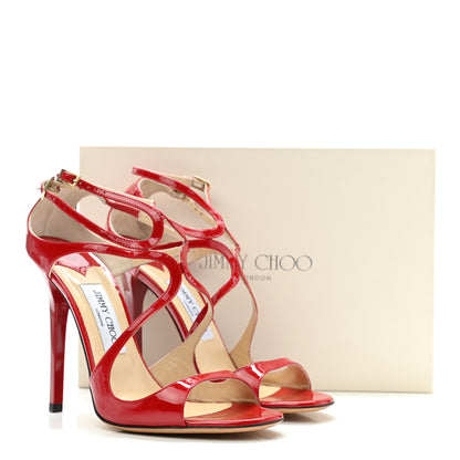 Jimmy Choo Patent Calfskin Lance Sandals 39.5 Red 9 of 9