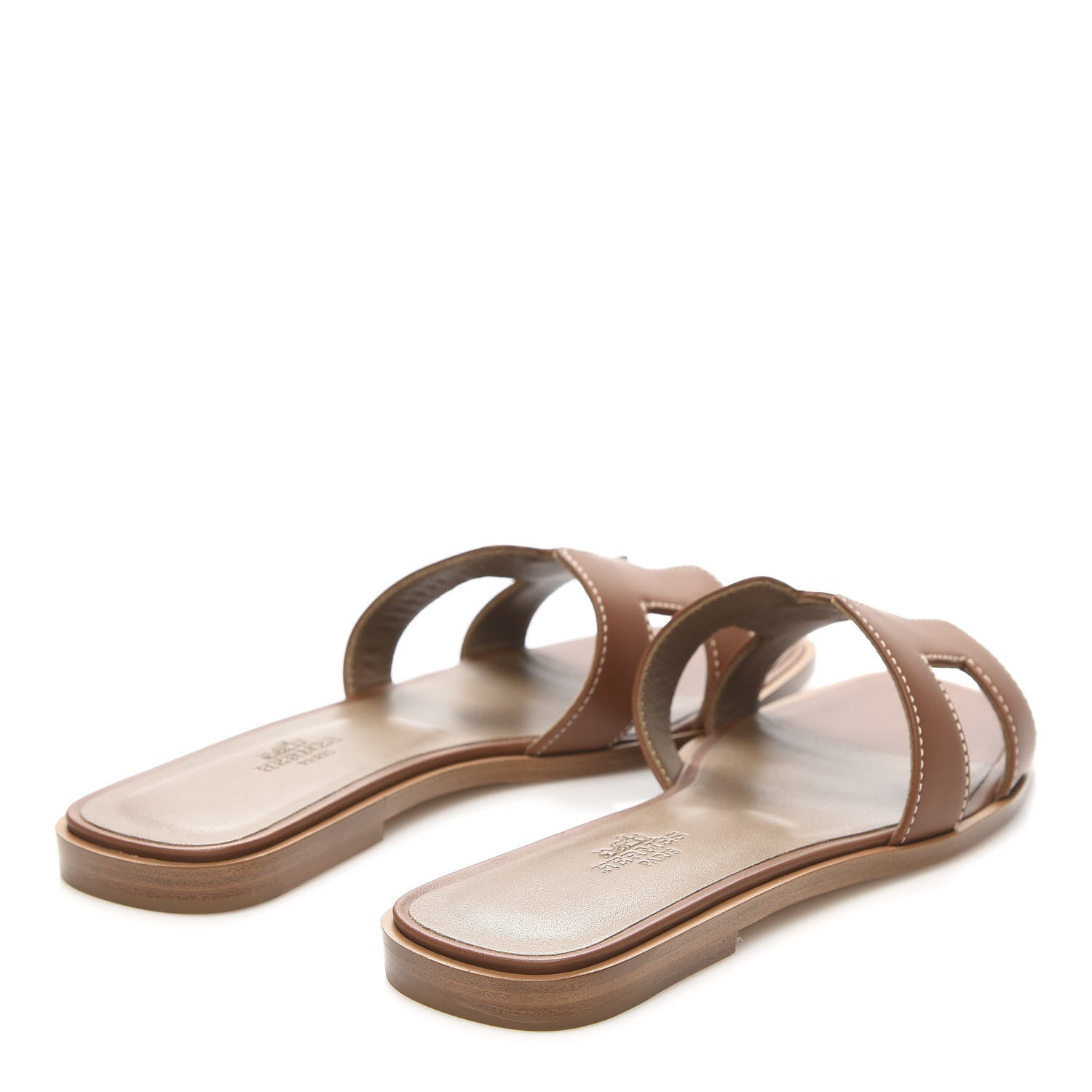Hermes Box Calfskin Oran Sandals 35.5 Gold 4 of 9
