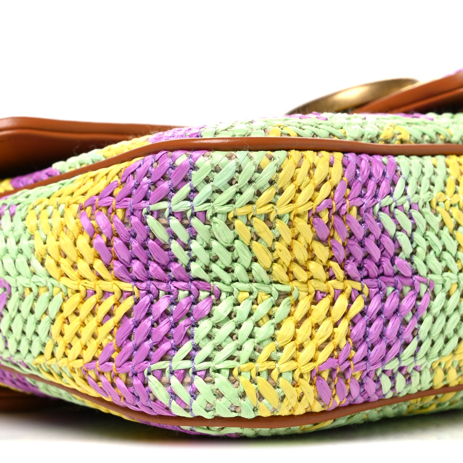 Gucci Calfskin Raffia Woven Small GG Marmont Shoulder Bag Multicolor 8 of 9