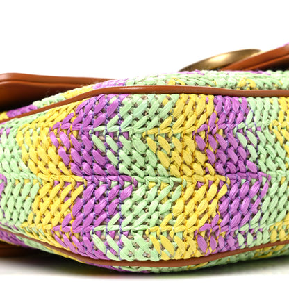 Gucci Calfskin Raffia Woven Small GG Marmont Shoulder Bag Multicolor 8 of 9
