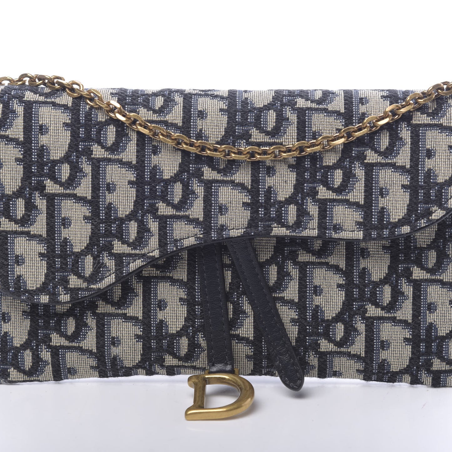 Oblique Saddle Chain Long Wallet Blue