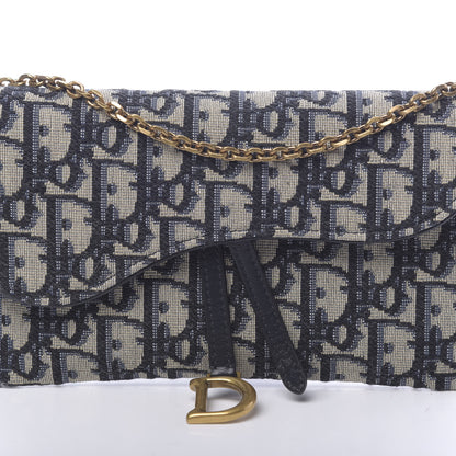 Christian Dior Oblique Saddle Chain Long Wallet Blue 11 of 12