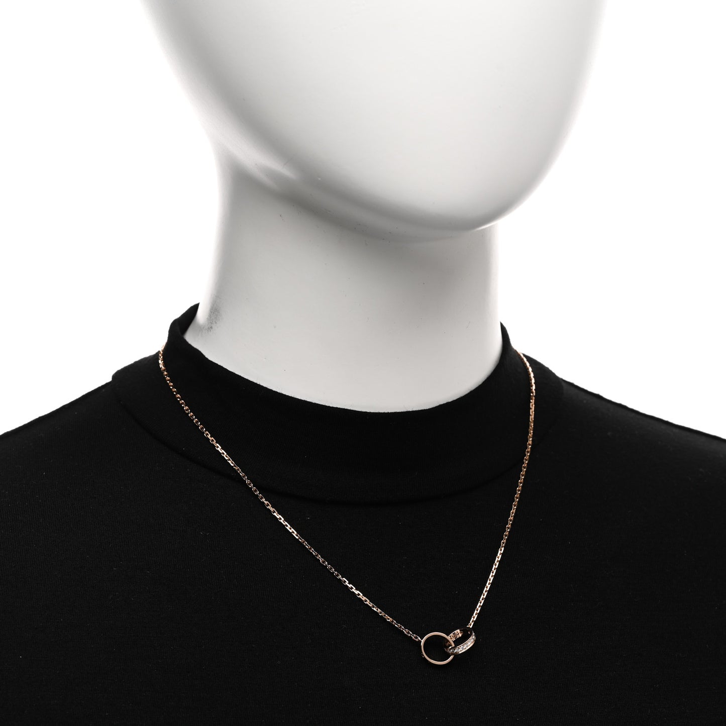 18K Pink Gold Diamond Interlocking LOVE Necklace