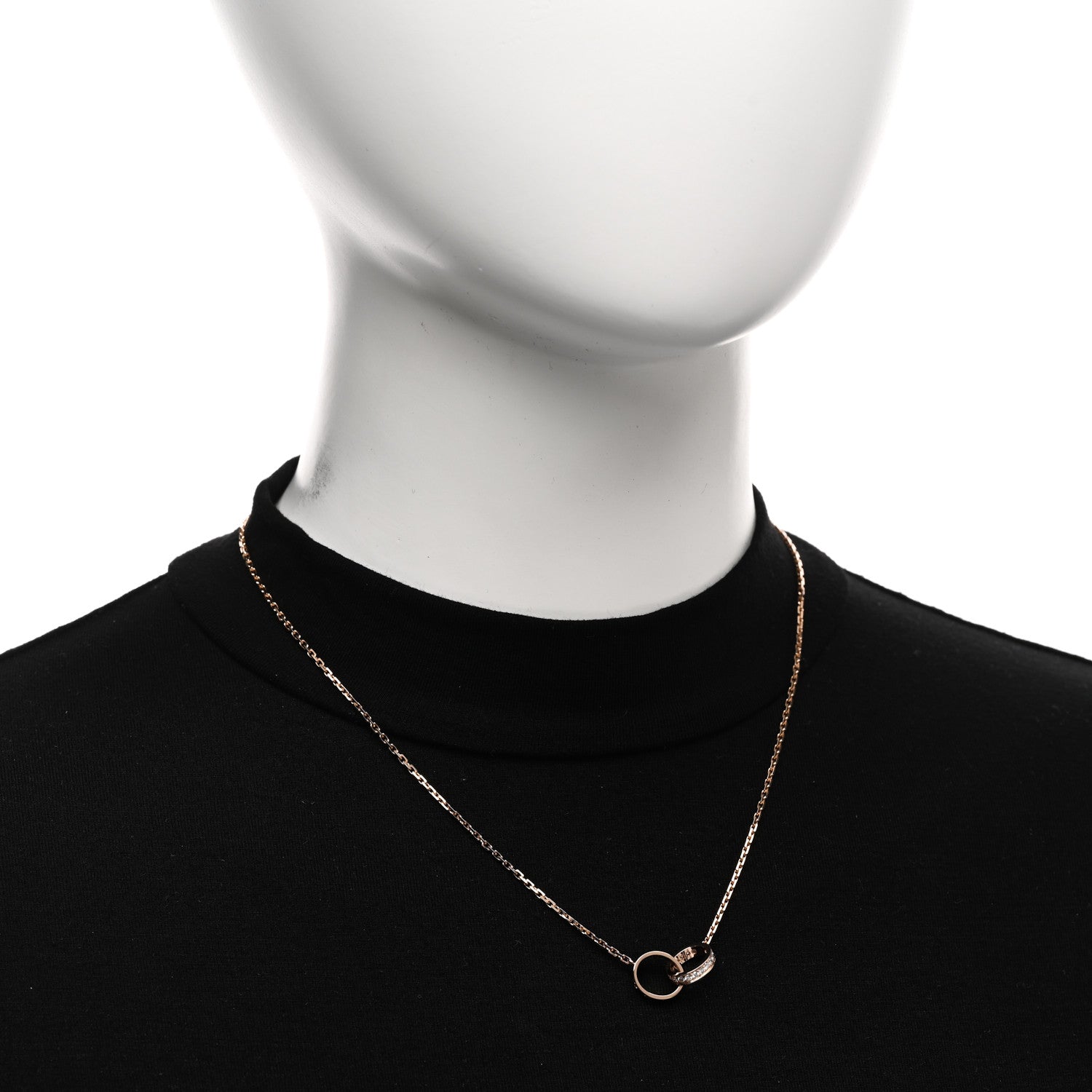 Cartier 18K Pink Gold Diamond Interlocking LOVE Necklace 2 of 4