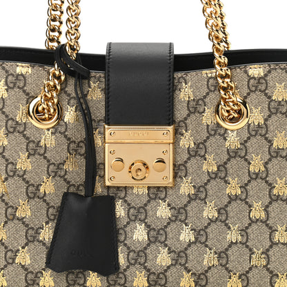 Gucci GG Supreme Monogram Bees Small Padlock Tote Beige Oro Black 8 of 10