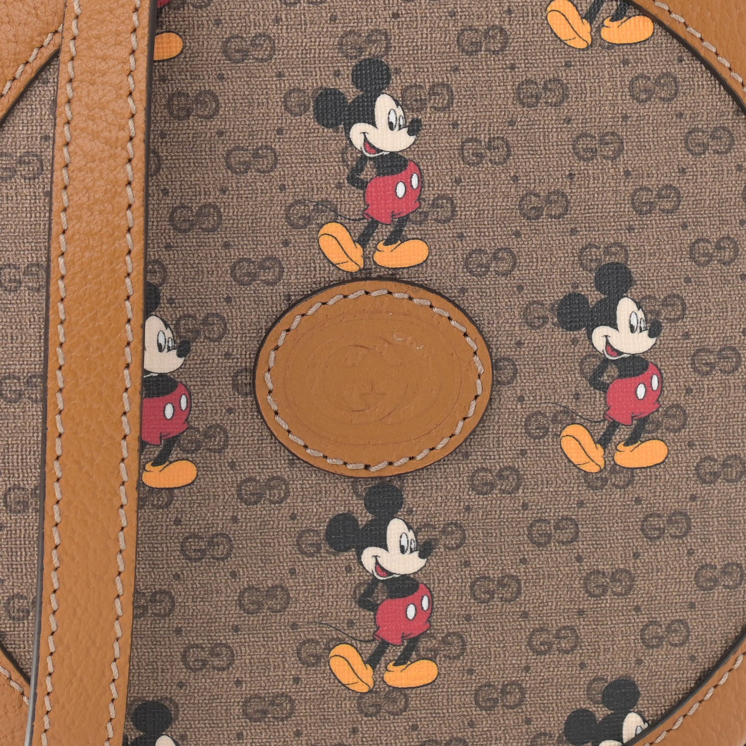 Gucci X DISNEY Mini Vintage GG Supreme Monogram Mickey Mouse Round Shoulder Bag Beige Vintage Sun Oil 8 of 11
