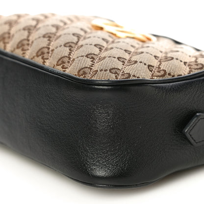 Gucci Monogram Matelasse Diagonal Small GG Marmont Chain Shoulder Bag Beige Black 11 of 15