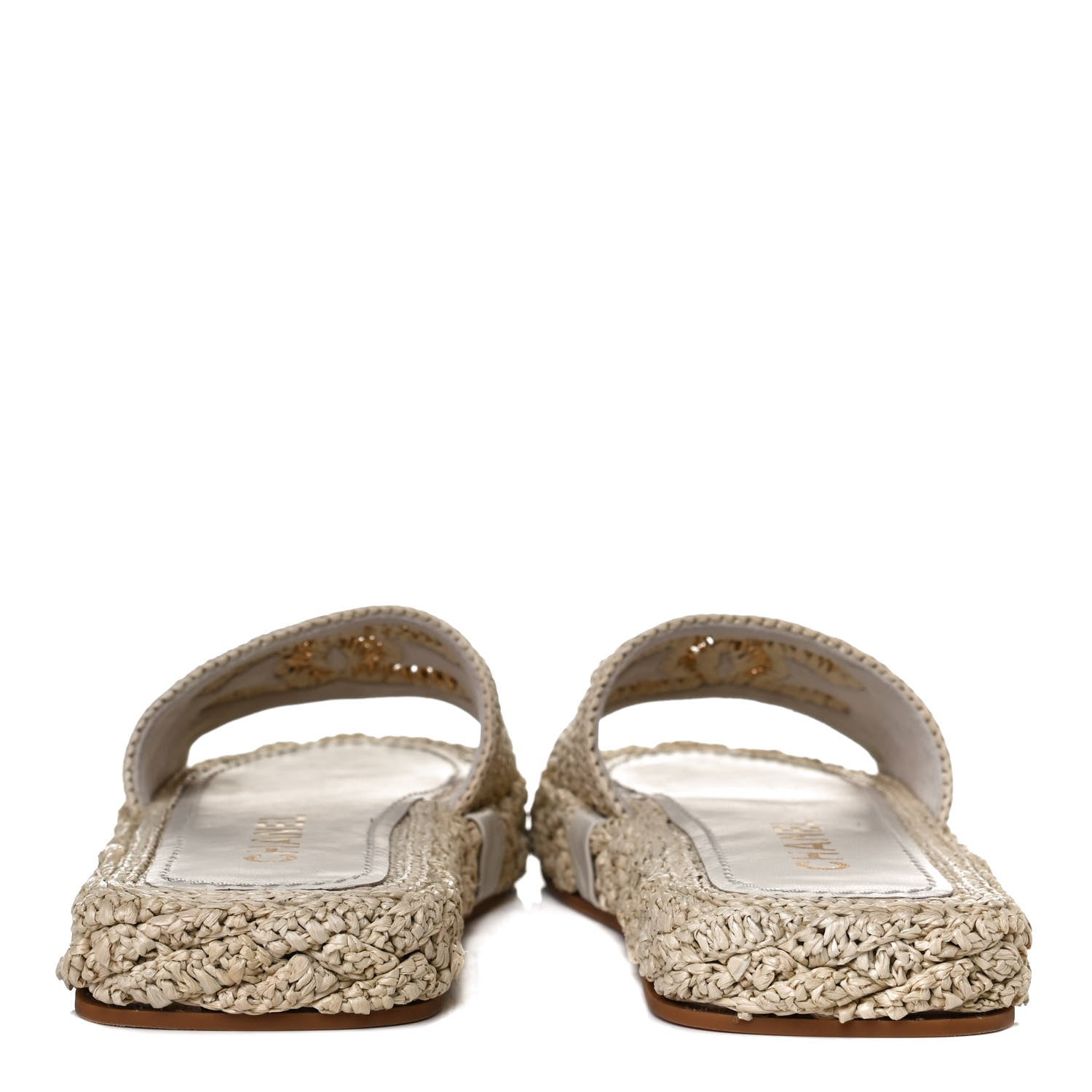 Chanel Raffia CC Espadrille Slip On Sandals 36 Beige 6 of 12